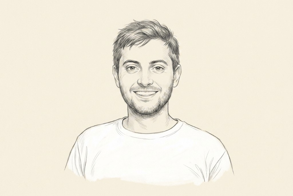 Pencil sketch portrait of Costa